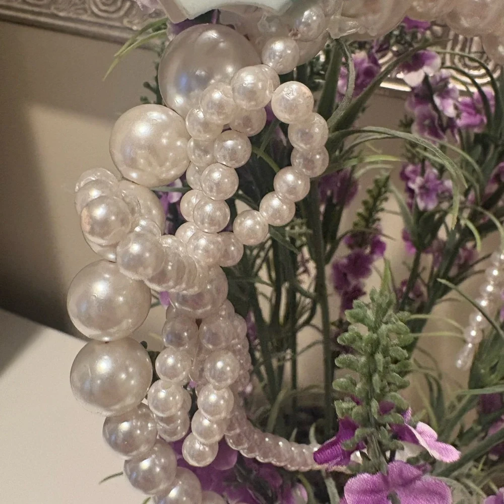 NWT Copper Key White Faux Pearl Headband Set